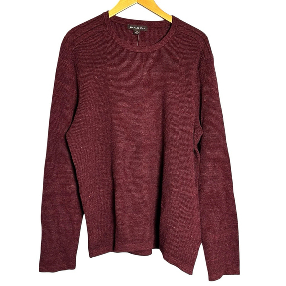 Michael Kors Mens Size XXL Cotton Wool Maroon Sweater Long Sleeve Knit Top NWT - Picture 1 of 6